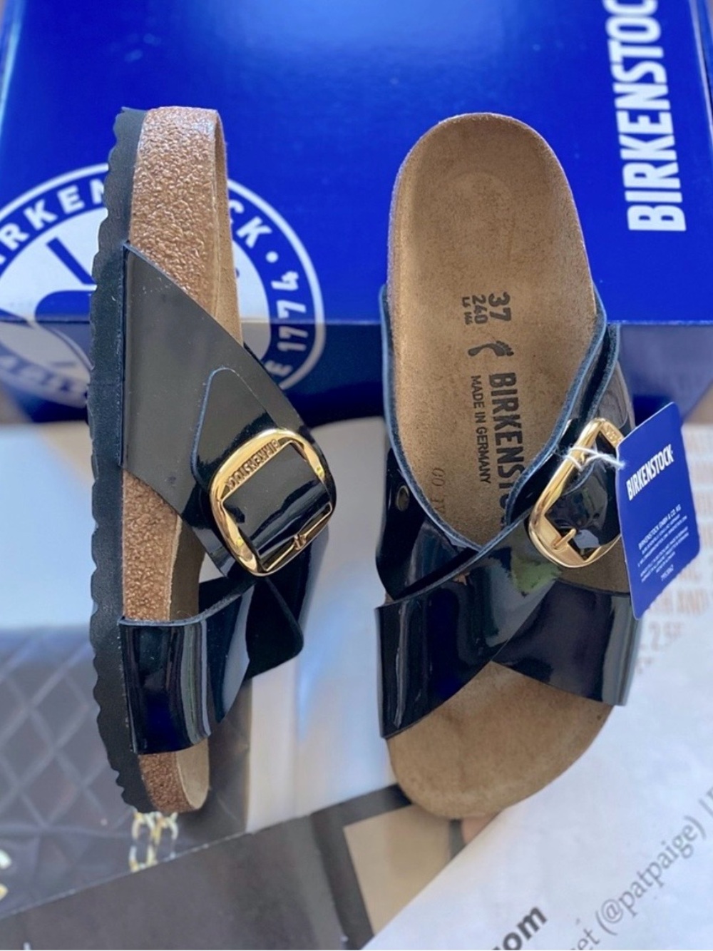 Birkenstock 💅 Siena Big Buckle Black Patent Leather Sandals Slide 38 39 7 8 8.5